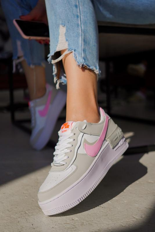 Nike Air Force Shadow White Grey Pink