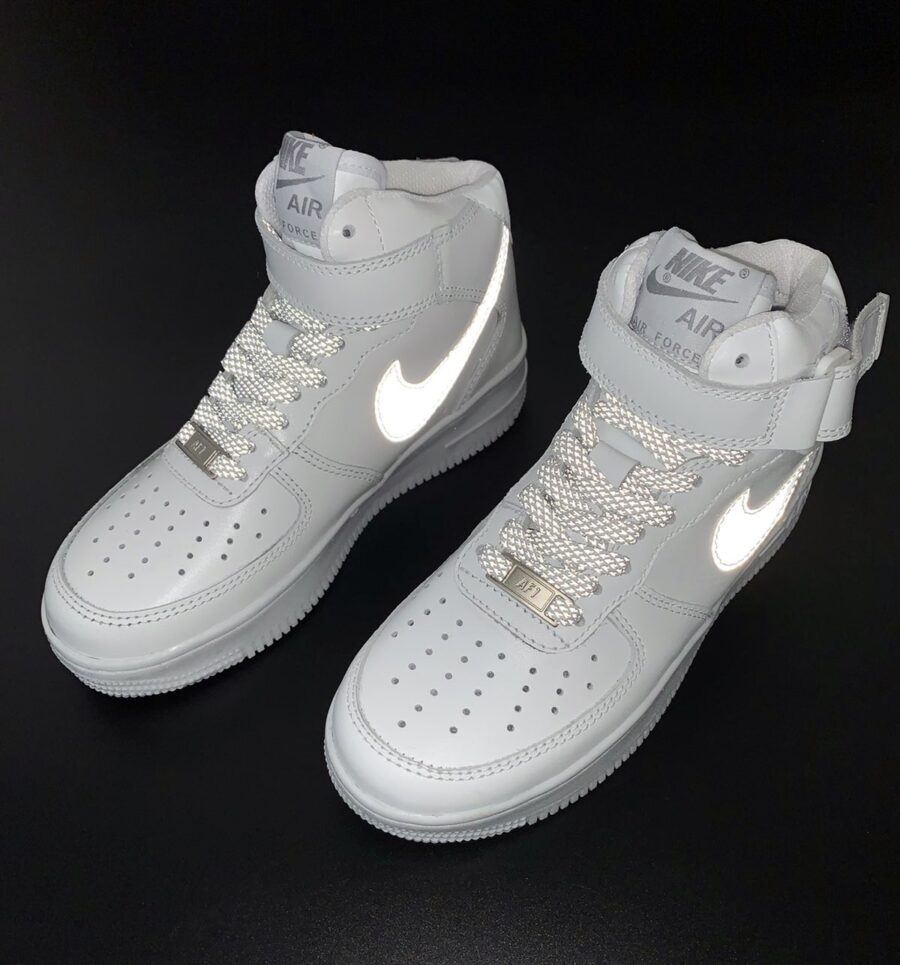 Nike Air Force 1 07 Mid White Silver Reflective Light