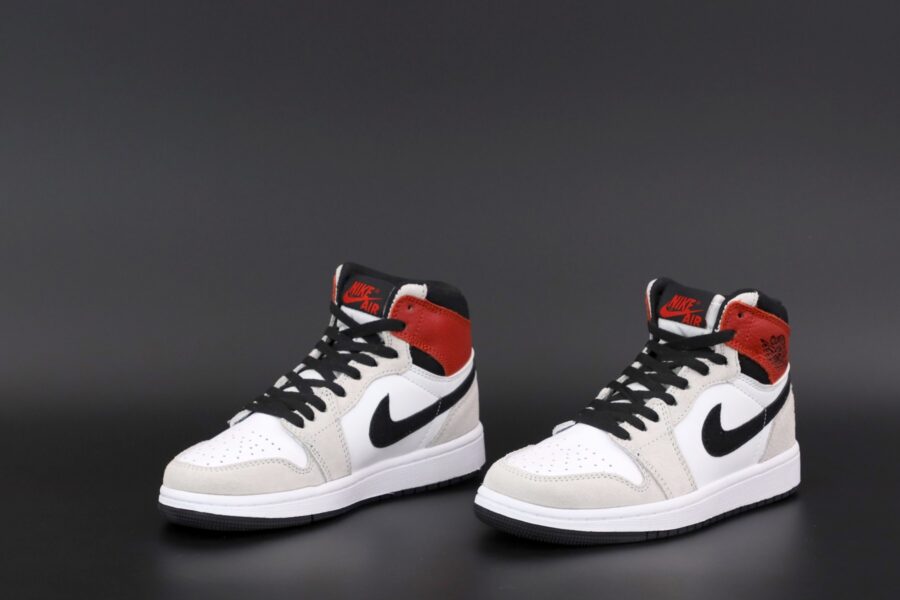 Nike Air Jordan 1 Retro High OG White Black-Light Smoke Grey-Varsity Red