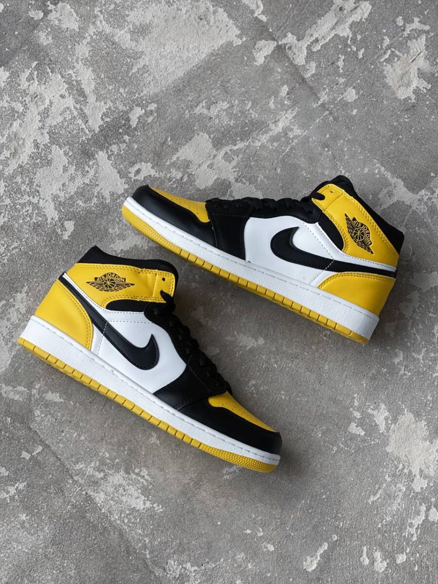 Nike Air Jordan 1 Mid Yellow Toe Black