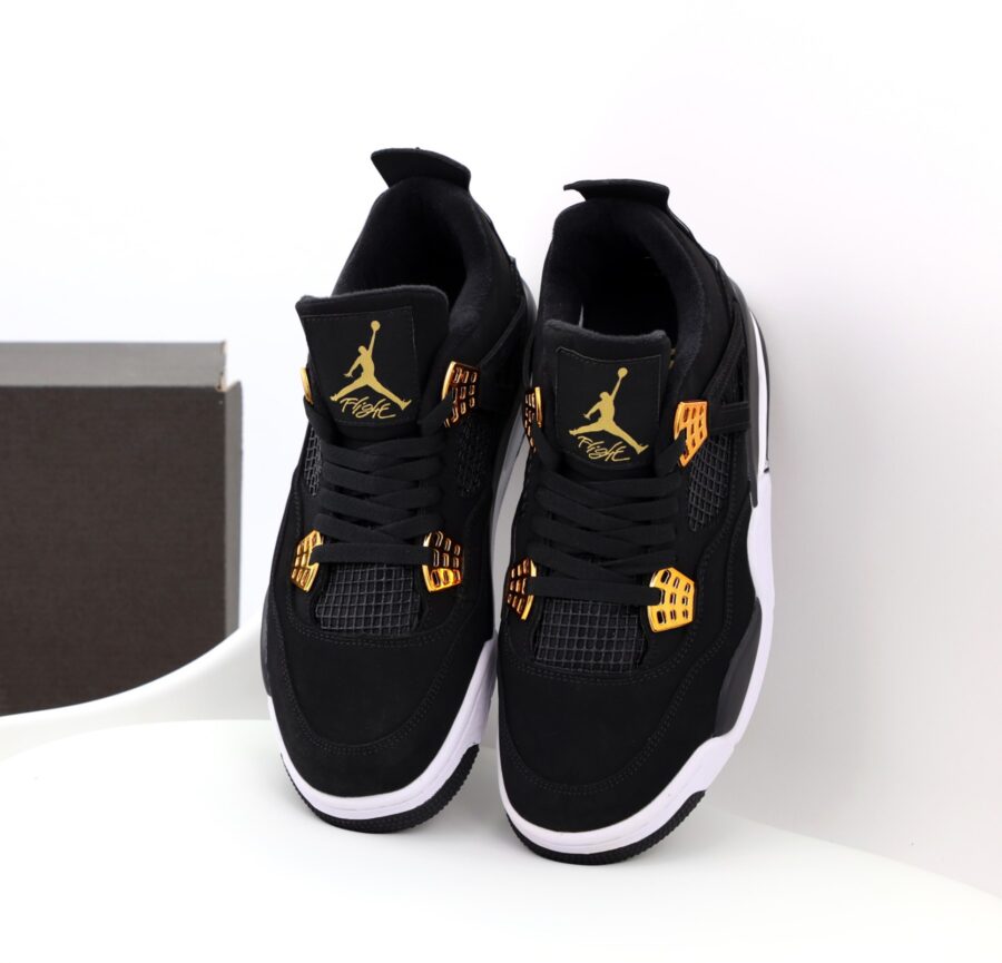 Nike Air Jordan 4 Retro Royalty Black Metallic Gold-White